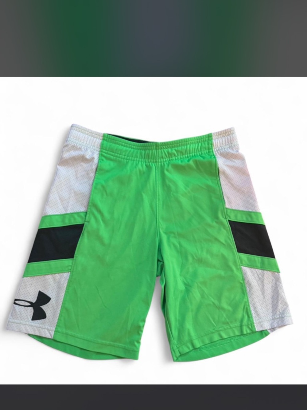 Under Armour Bright Green Boys' Athletic Shorts with Black Accents